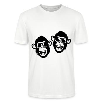 Affen Lustig Cool - Stanley/Stella Unisex Bio-T-Shirt CRAFTER - Weiß - Vorne - Alina (178cm) & Michal (187cm)