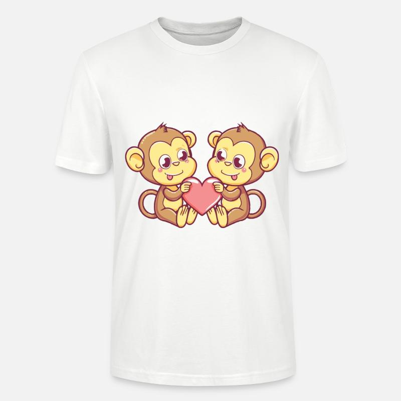 Affe Comic Paar Liebe - Stanley/Stella Unisex Bio-T-Shirt CRAFTER - Weiß