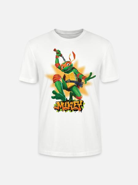 TMNT Mutant Mayhem Turtle Mikey - Stanley/Stella CRAFTER Unisex Organic T-Shirt - white