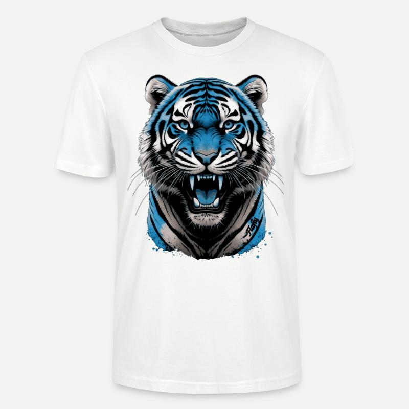 Blauer Tiger 💙 - Stanley/Stella Unisex Bio-T-Shirt CRAFTER - Weiß
