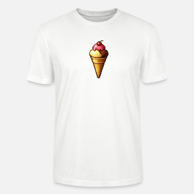 Retro Pixel Eiscreme Cone - Stanley/Stella Unisex Bio-T-Shirt CRAFTER - Weiß