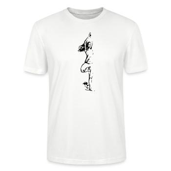 drawing lady yoga - Stanley/Stella CRAFTER Unisex Organic T-Shirt - white - Front - Alina (178cm) & Michal (187cm)