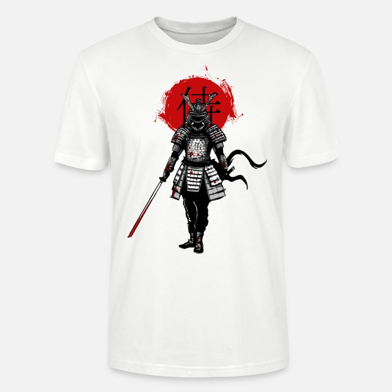 Samurai auf rotem Hintergrund - Stanley/Stella Unisex Bio-T-Shirt CRAFTER - Weiß