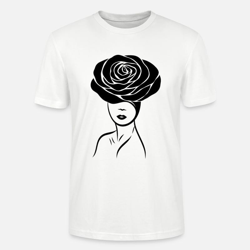 Mädchen / Lady mit Blume (Rose) auf dem Kopf - Stanley/Stella Unisex Bio-T-Shirt CRAFTER - Weiß