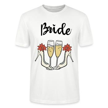 Braut, Highheels & Prosecco - Bride Vibes, Wedding - Stanley/Stella Unisex Bio-T-Shirt CRAFTER - Weiß - Vorne - Alina (178cm) & Michal (187cm)