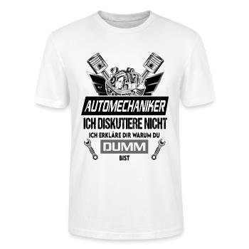 Automechaniker Spruch Grafik KFZ Mechaniker - Stanley/Stella Unisex Bio-T-Shirt CRAFTER - Weiß - Vorne - Alina (178cm) & Michal (187cm)