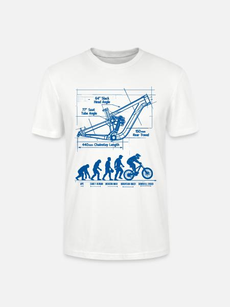 MTB Evolution Blueprint: Full Suspension Rahmen - Stanley/Stella Unisex Bio-T-Shirt CRAFTER - Weiß