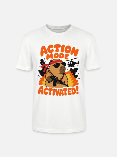 Action Mode Activated – Capybara-Actionheld - Stanley/Stella Unisex Bio-T-Shirt CRAFTER - Weiß