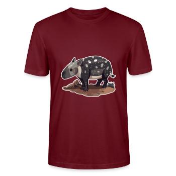 Cute Mountain Tapir Illustration - Adorable Animal - Stanley/Stella CRAFTER Unisex Organic T-Shirt - burgundy - Front - Alina (178cm) & Michal (187cm)