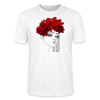 Eleganter roter Rosenkranz - Stanley/Stella Unisex Bio-T-Shirt CRAFTER - Weiß - Vorne - Alina (178cm) & Michal (187cm)