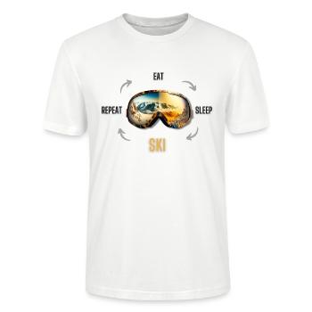 Eat Sleep Ski Repeat - Stanley/Stella Unisex Bio-T-Shirt CRAFTER - Weiß - Vorne - Alina (178cm) & Michal (187cm)