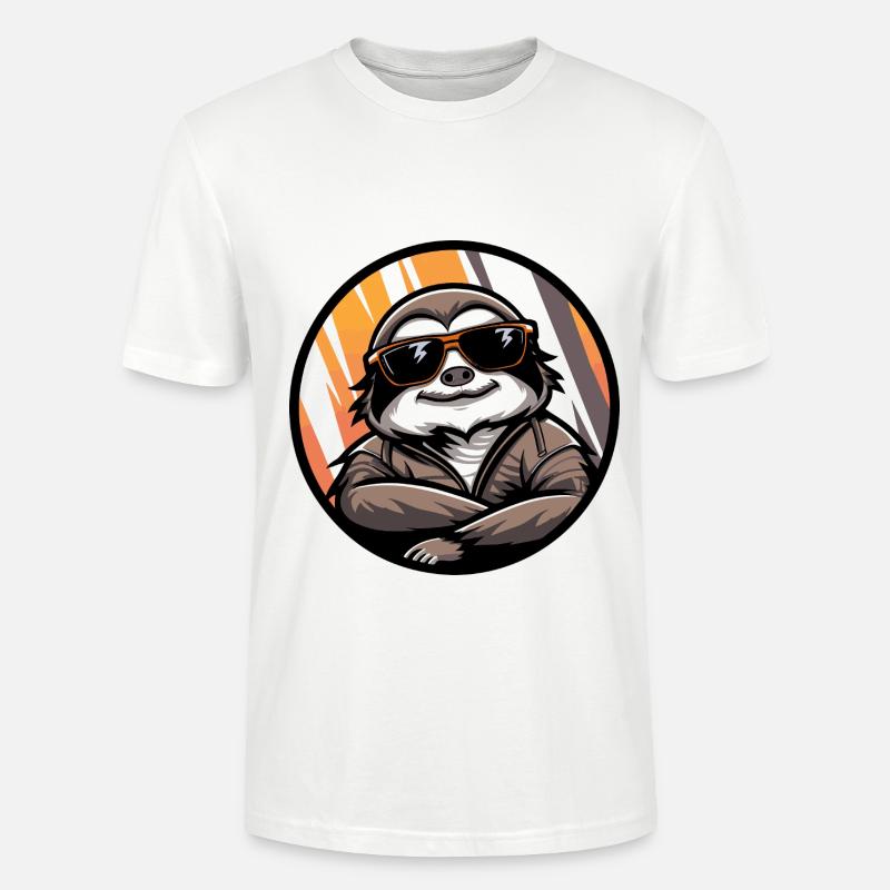 Sloth Cool Comic - Stanley/Stella CRAFTER Unisex Organic T-Shirt - white