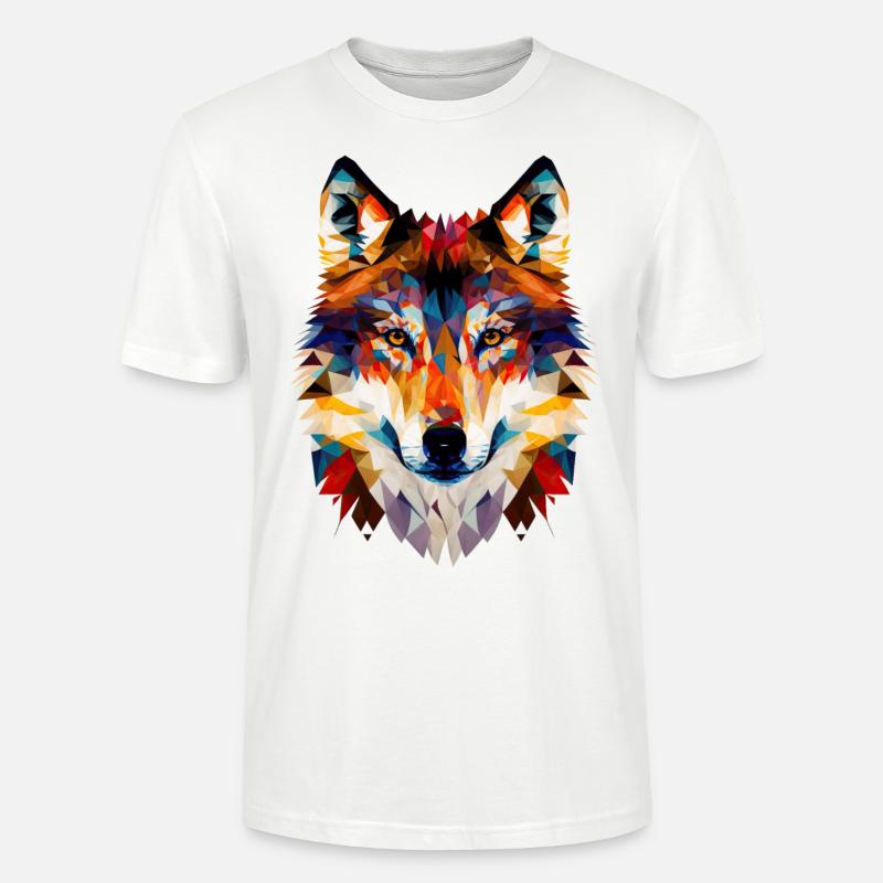 Wolf Gesicht Geometrisch Abstrakt Bunt - Stanley/Stella Unisex Bio-T-Shirt CRAFTER - Weiß