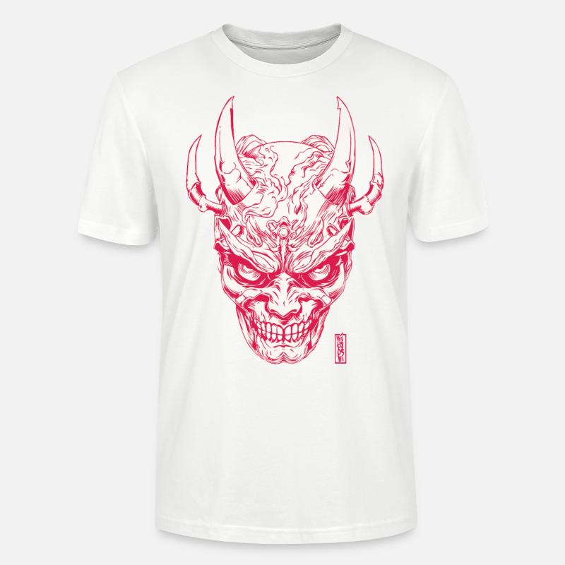 Masque Oni - T-shirt bio CRAFTER Stanley Stella Unisexe - blanc
