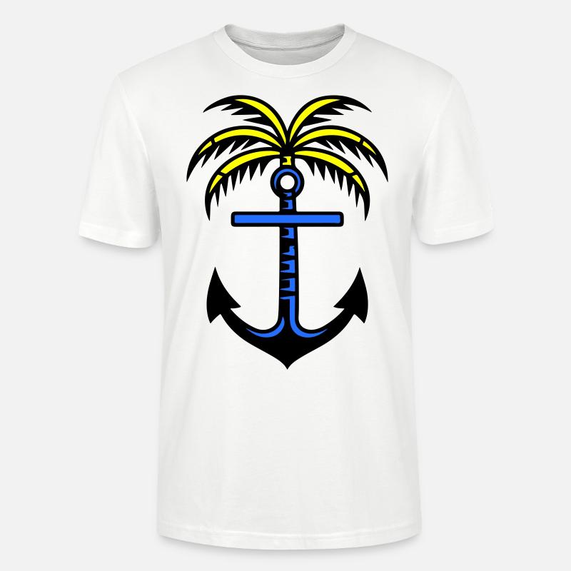 Icône d’ancre de palmier - T-shirt bio CRAFTER Stanley Stella Unisexe - blanc