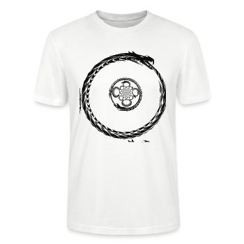 Drache Drachen - Stanley/Stella Unisex Bio-T-Shirt CRAFTER - Weiß - Vorne - Alina (178cm) & Michal (187cm)