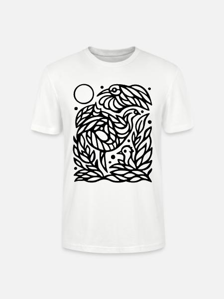 Minimalist Flying Birds Freedom Line Art Design - Stanley/Stella CRAFTER Unisex Organic T-Shirt - white