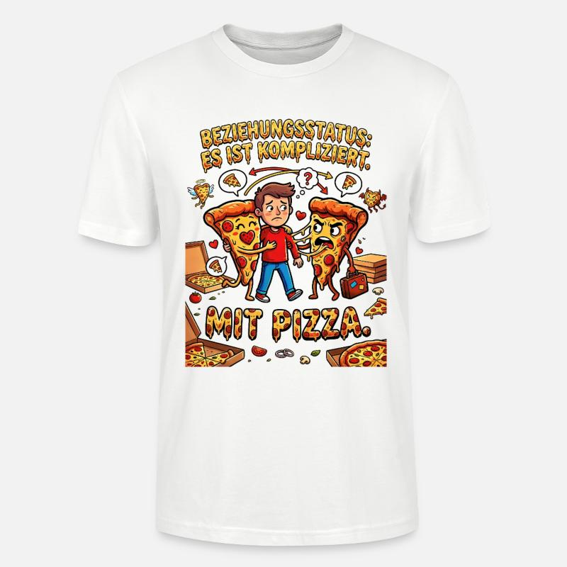 Beziehungsstatus Es ist kompliziert mit Pizza - Stanley/Stella Unisex Bio-T-Shirt CRAFTER - Weiß