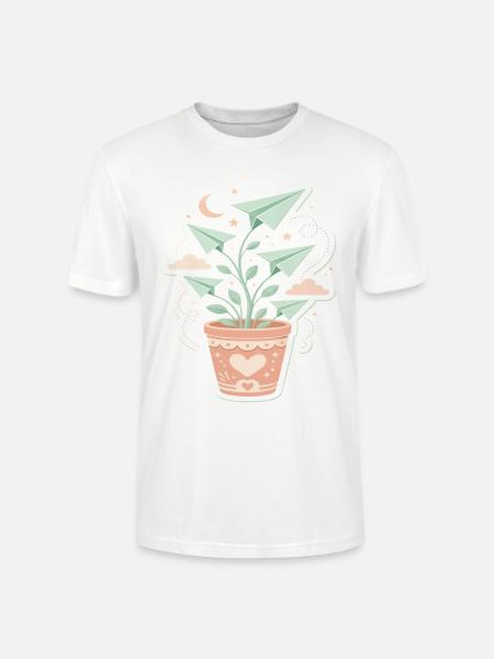 Traumflug-Pflanze Papierflüge - Stanley/Stella Unisex Bio-T-Shirt CRAFTER - Weiß