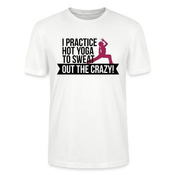 La pratique du yoga chaud à la sueur - drôle - drôle - T-shirt bio CRAFTER Stanley Stella Unisexe - blanc - Devant - Alina (178cm) & Michal (187cm)
