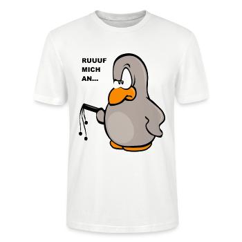 Ruf mich an Pinguin Peitsche Geschenkidee Für Sie - Stanley/Stella Unisex Bio-T-Shirt CRAFTER - Weiß - Vorne - Alina (178cm) & Michal (187cm)