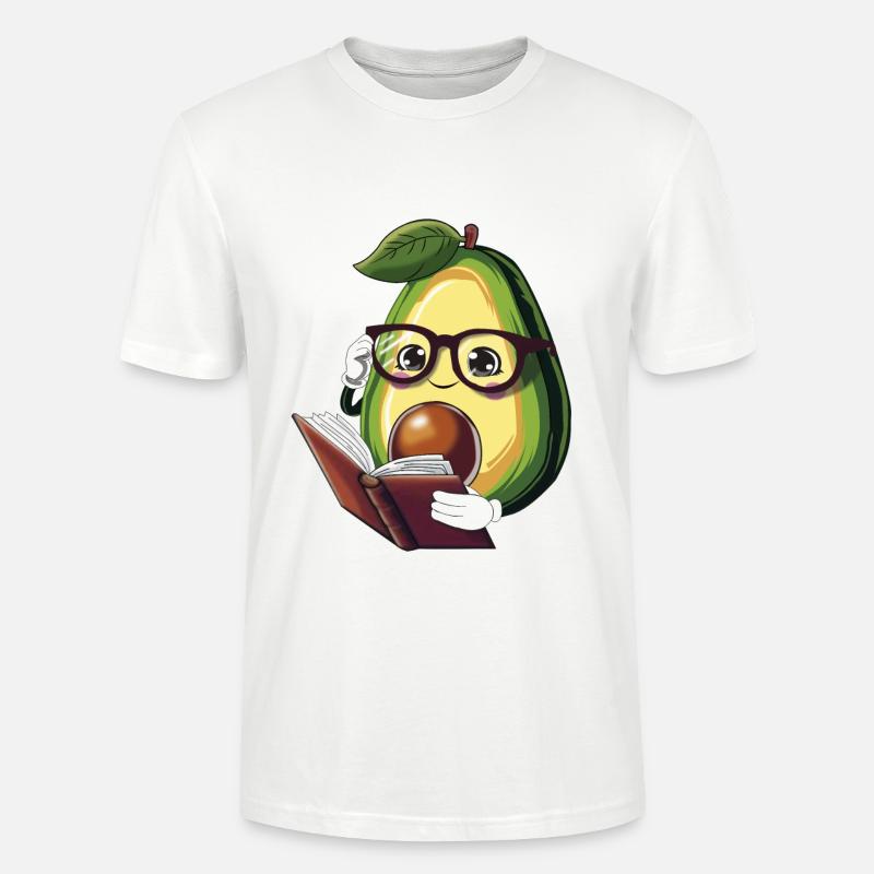 Avocado liest ein Buch – Bücherwurm - Stanley/Stella Unisex Bio-T-Shirt CRAFTER - Weiß
