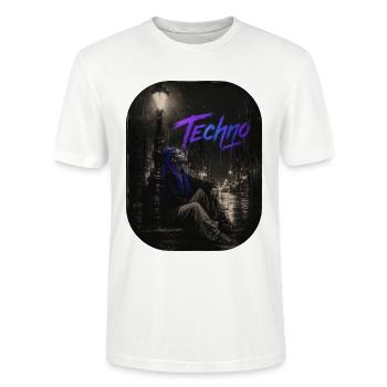 Techno Girl Under Lantern In The Rain We Love Techno - Stanley/Stella CRAFTER Unisex Organic T-Shirt - white - Front - Alina (178cm) & Michal (187cm)