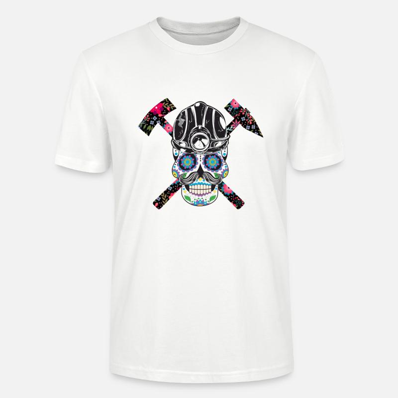 Bergmannschädel mit Blumen - Stanley/Stella Unisex Bio-T-Shirt CRAFTER - Weiß
