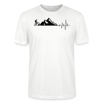 Herzschlag Berge Mountainbike MTB Fahrrad - Stanley/Stella Unisex Bio-T-Shirt CRAFTER - Weiß - Vorne - Alina (178cm) & Michal (187cm)