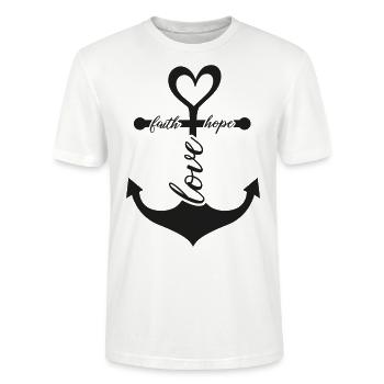 Glaube Liebe Hoffnung - Stanley/Stella Unisex Bio-T-Shirt CRAFTER - Weiß - Vorne - Alina (178cm) & Michal (187cm)