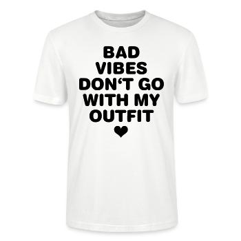 Bad mood does not fit with my outfit - Stanley/Stella CRAFTER Unisex Organic T-Shirt - white - Front - Alina (178cm) & Michal (187cm)