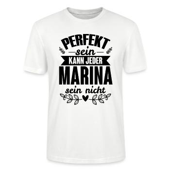Marina - Perfekt Sein Kann Jeder Marina Nicht - Stanley/Stella Unisex Bio-T-Shirt CRAFTER - Weiß - Vorne - Alina (178cm) & Michal (187cm)