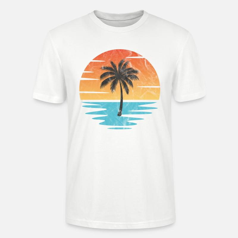 Plage Coucher de soleil - T-shirt bio CRAFTER Stanley Stella Unisexe - blanc
