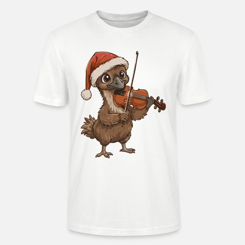 Weihnachts-Emu-Vogel spielt Geigenkunst - Stanley/Stella Unisex Bio-T-Shirt CRAFTER - Weiß