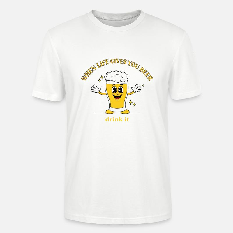 Devise de la bière Devise Cartoon - T-shirt bio CRAFTER Stanley Stella Unisexe - blanc