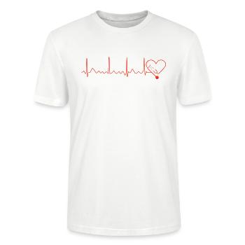 Herzschlag Design mit Stethoskop - Stanley/Stella Unisex Bio-T-Shirt CRAFTER - Weiß - Vorne - Alina (178cm) & Michal (187cm)