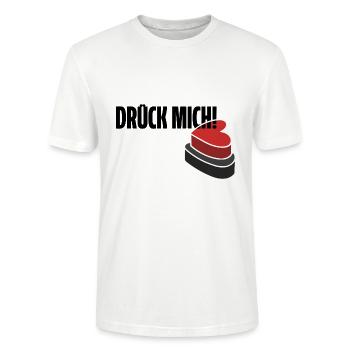 Drück mich! Lustiger Spruch. Shirt - Stanley/Stella Unisex Bio-T-Shirt CRAFTER - Weiß - Vorne - Alina (178cm) & Michal (187cm)