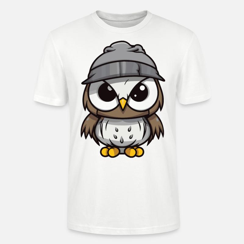 Eule Winter Comic - Stanley/Stella Unisex Bio-T-Shirt CRAFTER - Weiß
