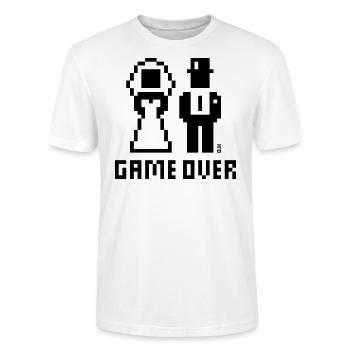 Game Over (Hochzeit JGA Brautpaar Pixel / Bold B) - Stanley/Stella Unisex Bio-T-Shirt CRAFTER - Weiß - Vorne - Alina (178cm) & Michal (187cm)