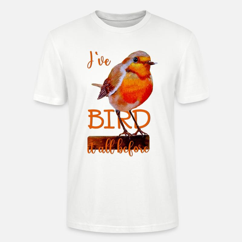 Robin oiseau mignon Oiseau tout avant - T-shirt bio CRAFTER Stanley Stella Unisexe - blanc
