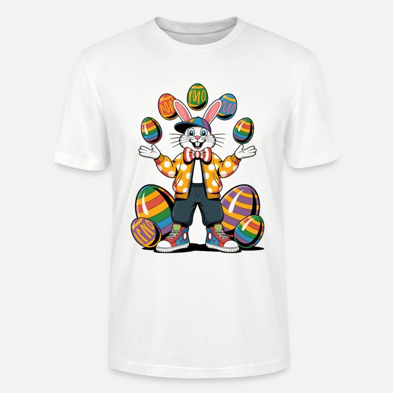 Bunter Osterhase mit Eierkranz - Stanley/Stella Unisex Bio-T-Shirt CRAFTER - Weiß
