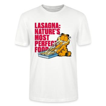 Garfield Lasagne Das Perfekte Essen - Stanley/Stella Unisex Bio-T-Shirt CRAFTER - Weiß - Vorne - Alina (178cm) & Michal (187cm)