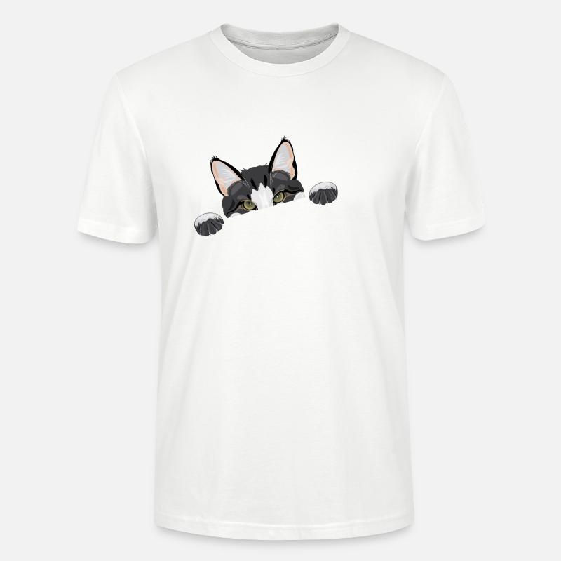 Peeping lustige Katze - Stanley/Stella Unisex Bio-T-Shirt CRAFTER - Weiß