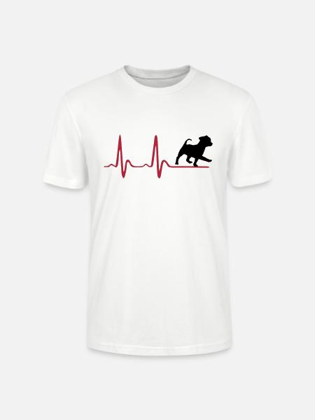 Heartbeat & cute dog - Stanley/Stella CRAFTER Unisex Organic T-Shirt - white