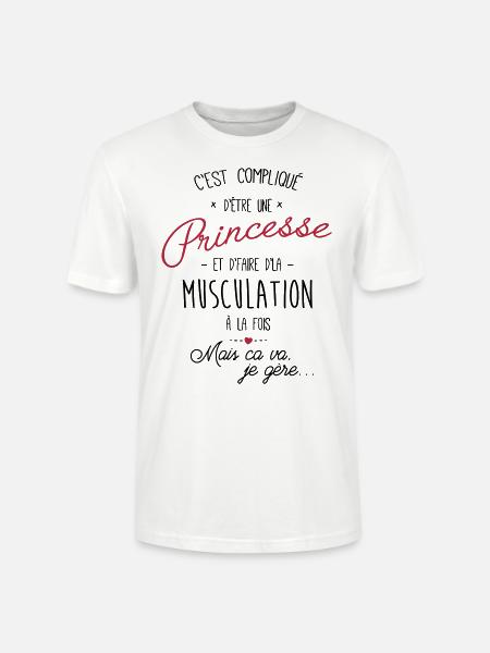 princesse et Musculation - T-shirt bio CRAFTER Stanley Stella Unisexe - blanc