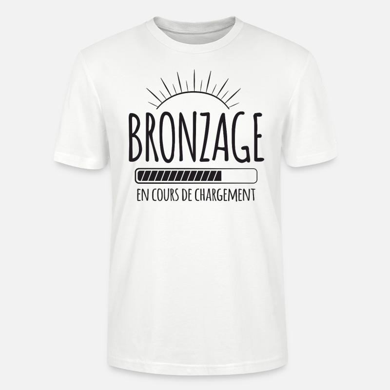 Tan Loading, Été, Vacances, Français - T-shirt bio CRAFTER Stanley Stella Unisexe - blanc