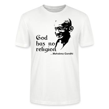Gandhi Gott hat keine Religion - Stanley/Stella Unisex Bio-T-Shirt CRAFTER - Weiß - Vorne - Alina (178cm) & Michal (187cm)