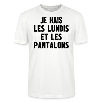 je hais les lundis et les pantalons - T-shirt bio CRAFTER Stanley Stella Unisexe - blanc - Devant - Alina (178cm) & Michal (187cm)