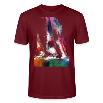 Segelsport Kunst #sailing - Stanley/Stella Unisex Bio-T-Shirt CRAFTER - Burgunderrot - Vorne - Alina (178cm) & Michal (187cm)