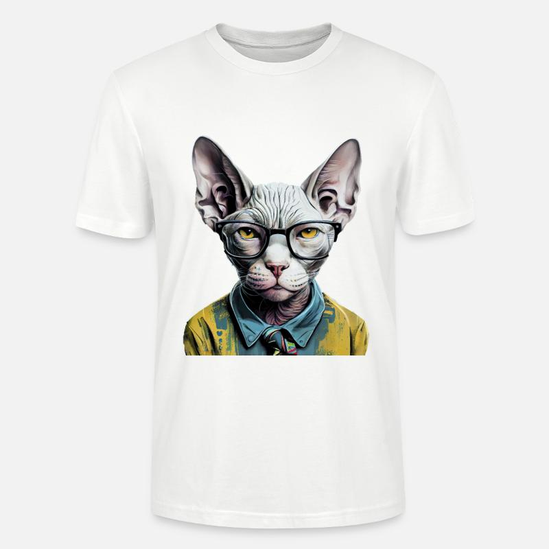 Chat hipster Ziggy - T-shirt bio CRAFTER Stanley Stella Unisexe - blanc